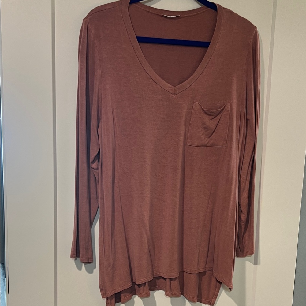 Jodifl Women's V-Neck Long Sleeve Top - Brown - Large